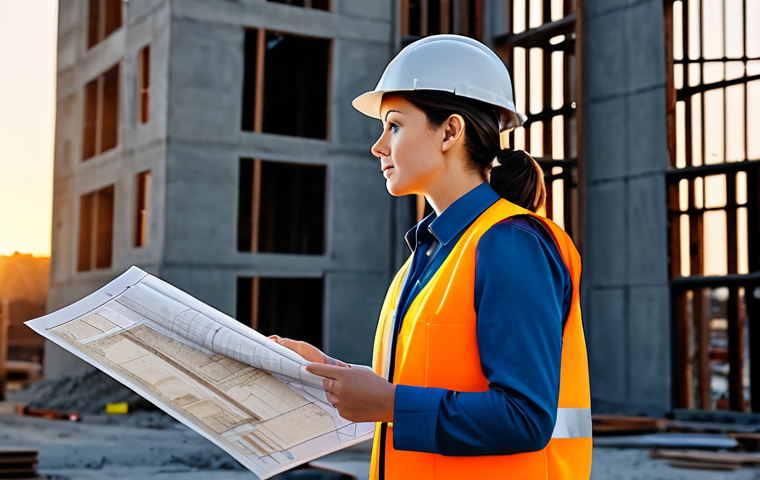 **
"A professional female architect, fully clothed in a modest, tailored pantsuit, reviewing blueprints on a construction site at sunset. Wearing a hard hat and safety vest. Perfect anatomy, correct proportions, natural pose. Safe for work, appropriate content, professional, family-friendly. High-resolution, realistic rendering, well-formed hands, proper finger count."
**
