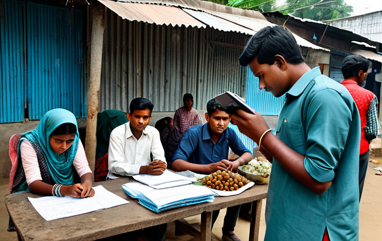 언어 교육 평가 방법 - "A modern language class in Bangladesh, students engaged in group discussion, teacher facilitating, ...