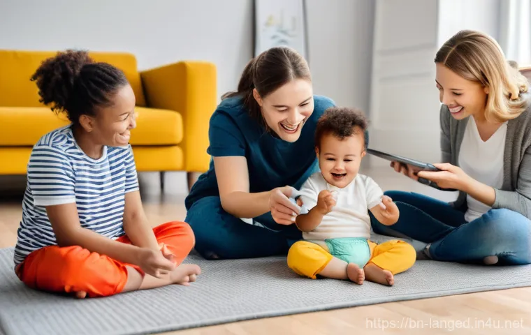 언어 교육에서의 학습자 상호작용 - **Prompt:** "A vibrant and inviting indoor scene featuring a diverse group of adults and one cheerfu...