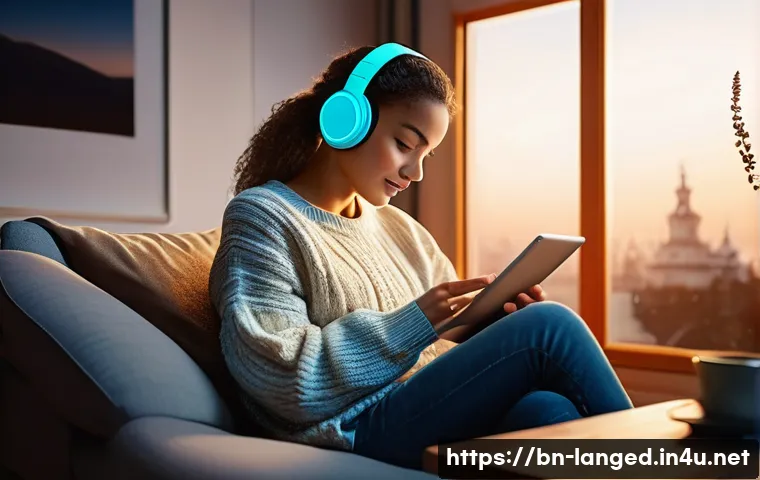 언어 교육에서의 온라인 학습 - **Prompt 1: Flexible and Interactive AI-Powered Learning**
    "A cozy and modern living room at dus...